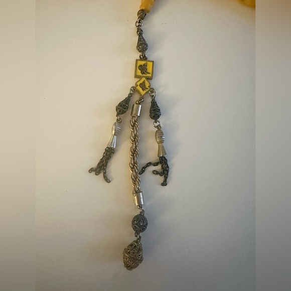 Turkish Prayer Beads Tasbih | Yellow Beads | Silver-Tone Tassel - Picture 3 of 4